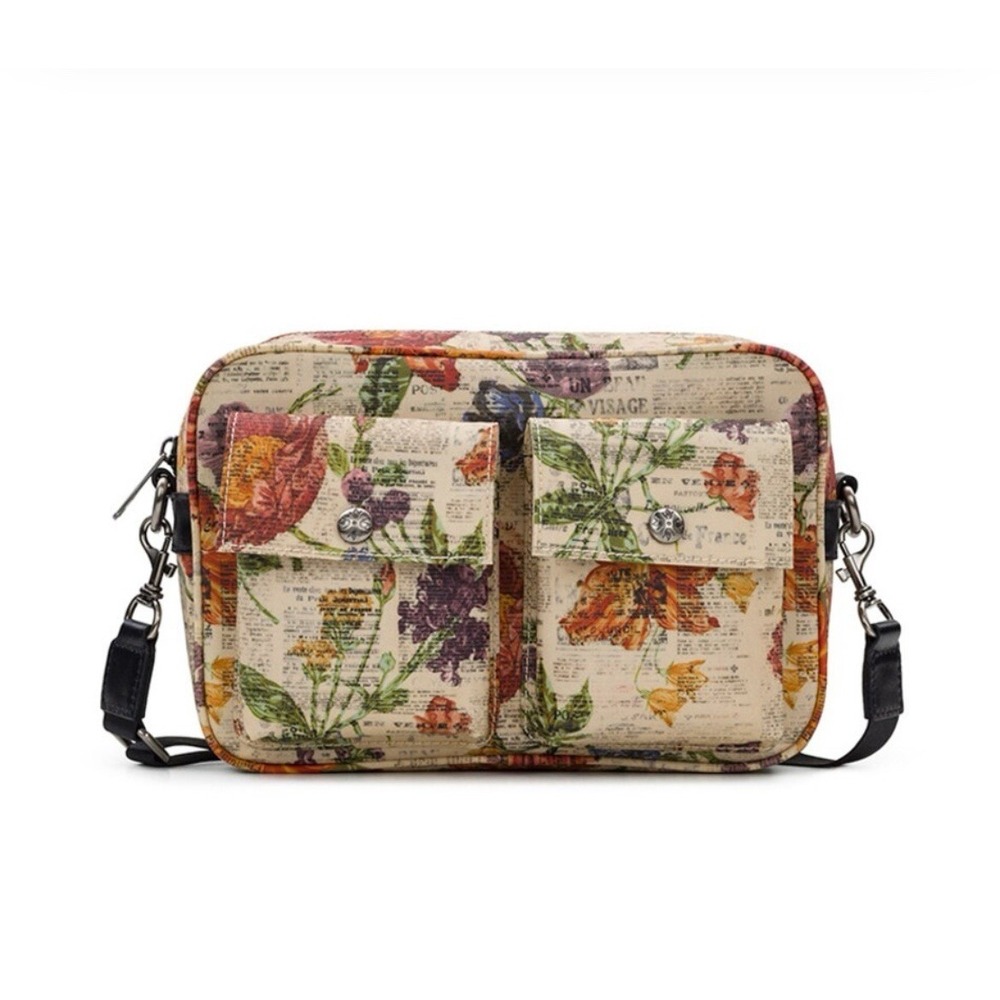 Patricia Nash Floral Print Crossbody Bag in Cream, Green, Purple, Orange